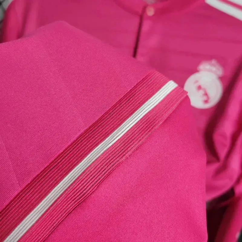 Camisa Real Madrid Away Retrô 2014/15 - Torcedor Masculina Rosa Manga Longa - Netmantos