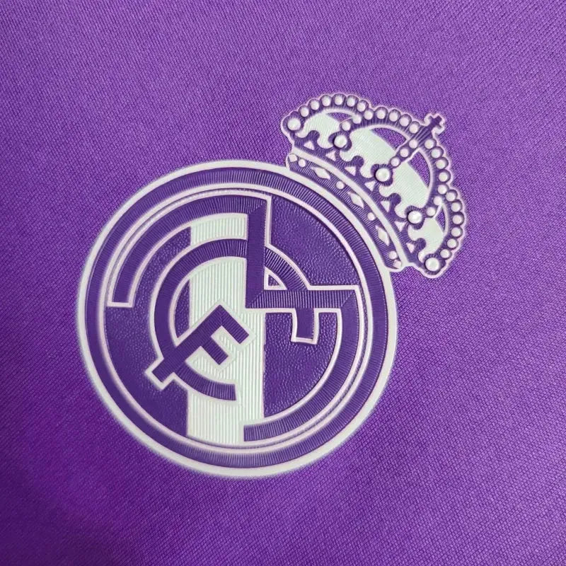 Camisa Real Madrid Away Retrô 2017/18 - Torcedor Masculina Roxa Manga Longa - Netmantos
