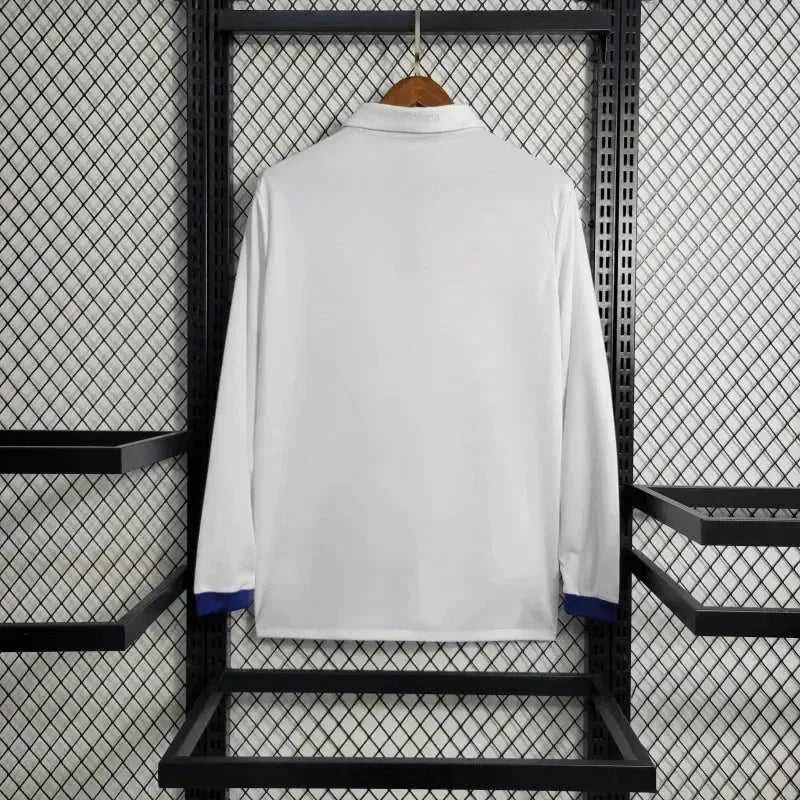 Camisa Real Madrid Main Retrô 2016/17 - Torcedor Masculina Branca Manga Longa - Netmantos