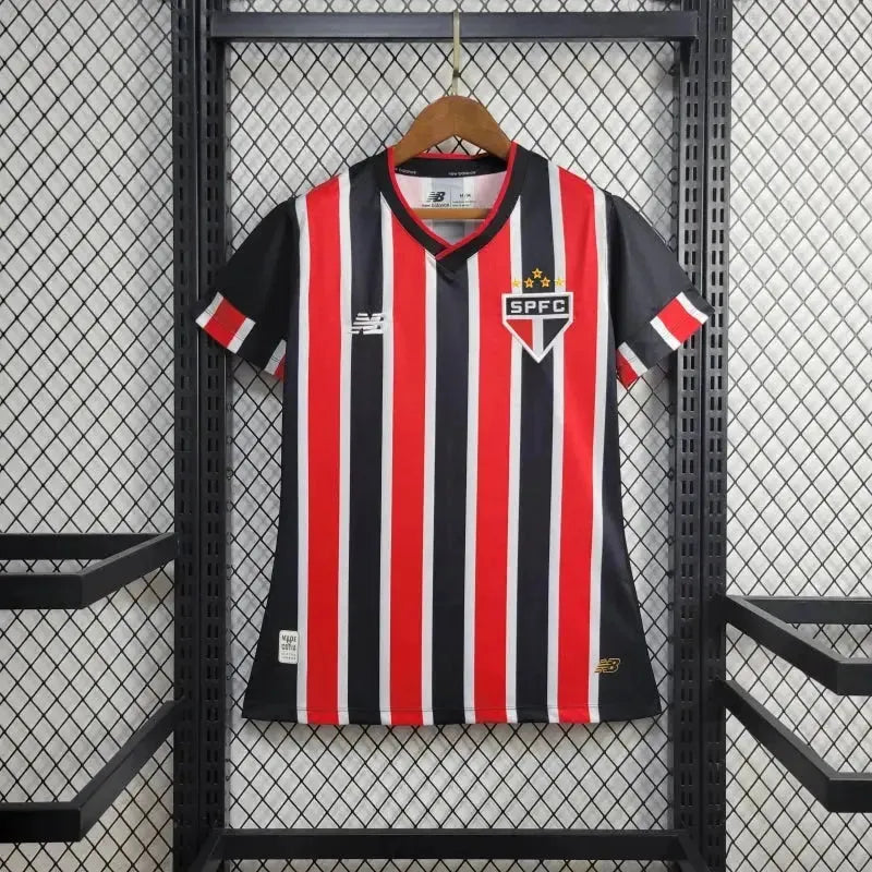 Camisa São Paulo Away 24/25 - Torcedor Feminina Vermelha e Preta New Balance - Netmantos