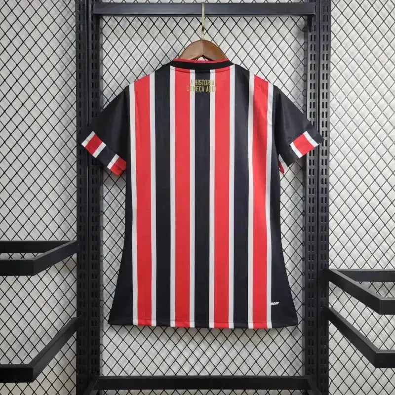 Camisa São Paulo Away 24/25 - Torcedor Feminina Vermelha e Preta New Balance - Netmantos