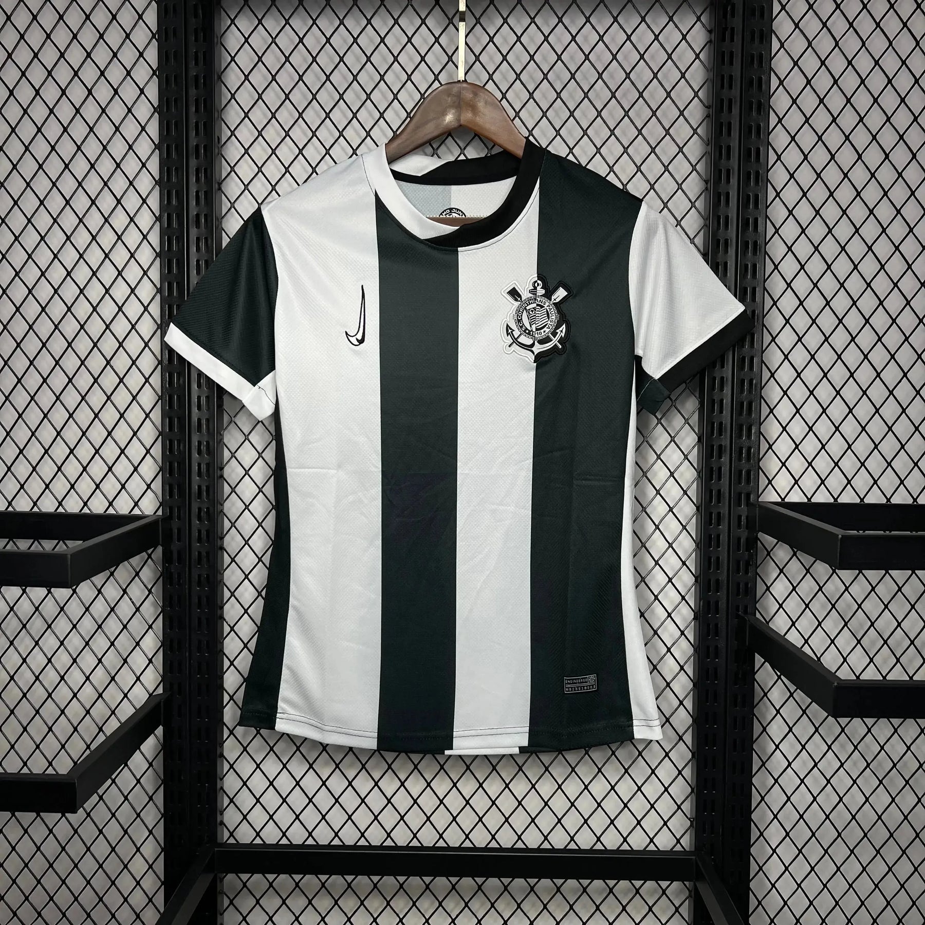Camisa Timão Third Away 24/25 - Torcedor Feminina Preta e Branca Listrada - Netmantos