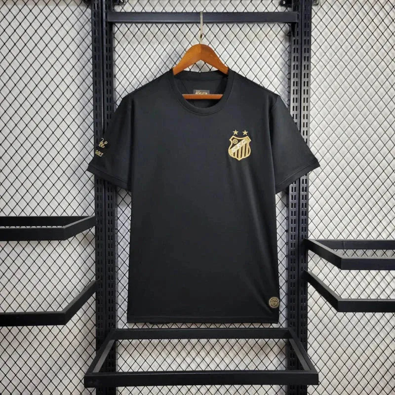 "Camisa Santista Pelé 1000 Gols - Torcedor Masculina Preta - Netmantos"