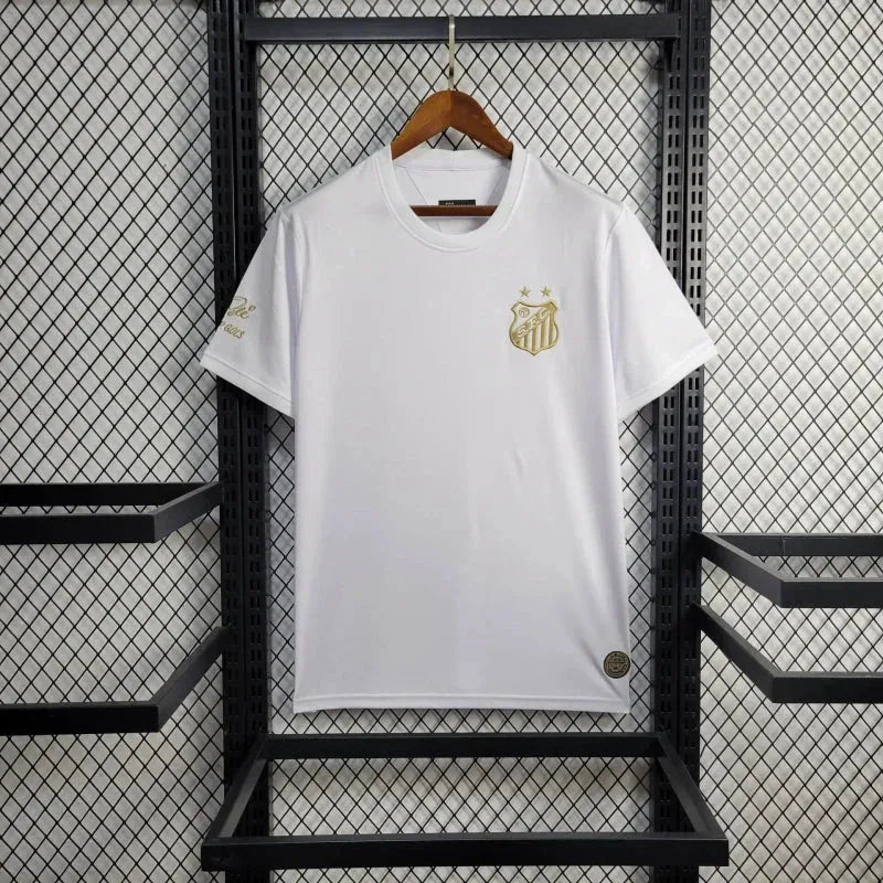 "Camisa Santista Pelé 1000 Gols - Torcedor Masculina Branca - Netmantos"