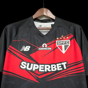 "Camisa São Paulo Treino 25/26 - Torcedor Masculina Preta e Vermelha - Netmantos"