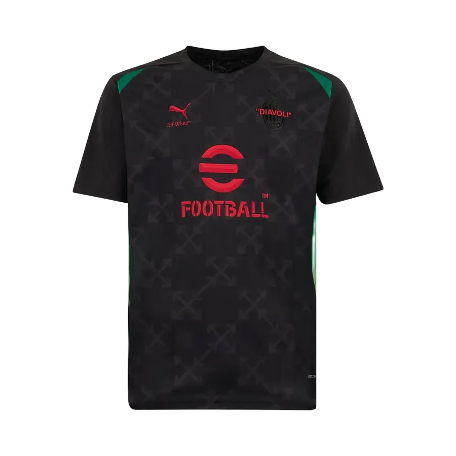 "Camisa AC Milan x Off-White™ Pré Jogo 25/26 - Torcedor Masculina Preta - Netmantos"