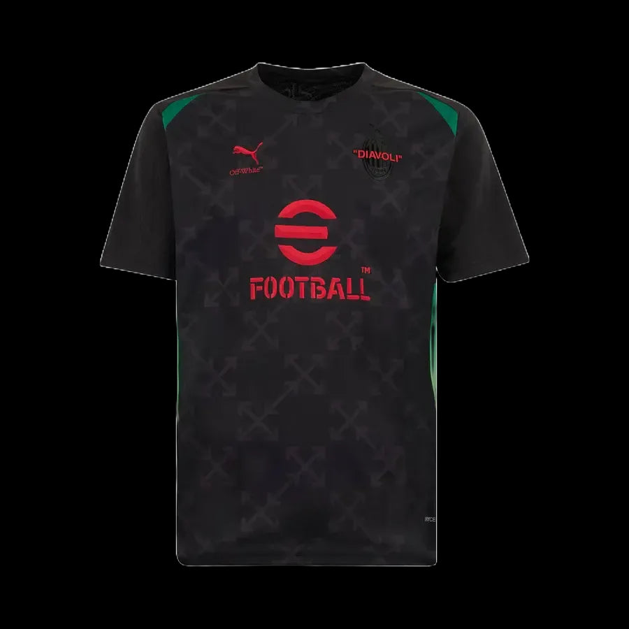 "Camisa AC Milan x Off-White™ Pré Jogo 25/26 - Torcedor Masculina Preta - Netmantos"
