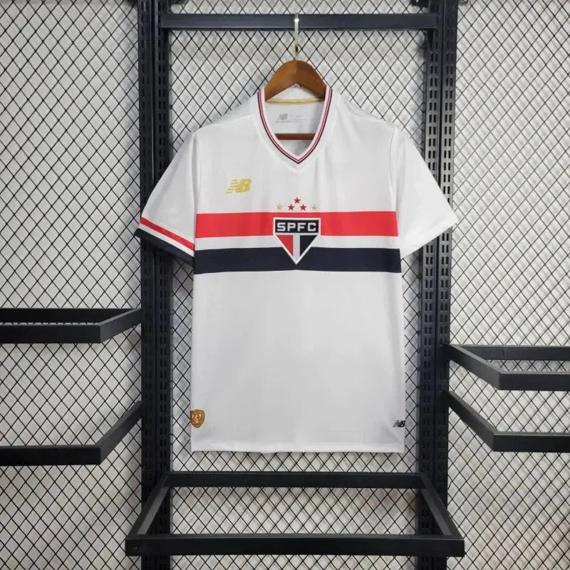 "Camisa São Paulo Home 25/26 - Torcedor Masculina Branca + Patrocínios - Netmantos"