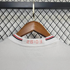 "Camisa São Paulo Home 25/26 - Torcedor Masculina Branca + Patrocínios - Netmantos"