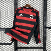 "Camisa Flamengo Home 25/26 - Torcedor Masculina Manga Longa Preta e Vermelha - Netmantos"