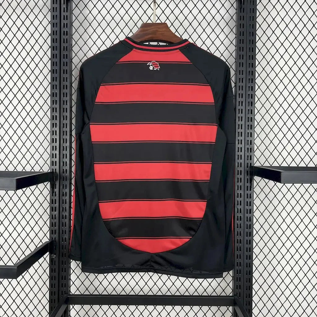"Camisa Flamengo Home 25/26 - Torcedor Masculina Manga Longa Preta e Vermelha - Netmantos"