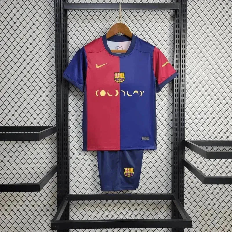 "Camisa Barcelona COLDPLAY Home 24/25 - Torcedor Infantil Azul e Vermelha - Netmantos"