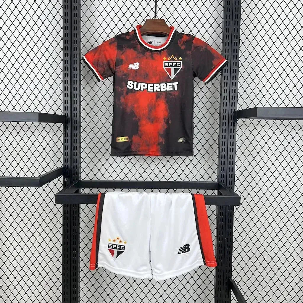 "Camisa São Paulo Third Away 24/25 - Torcedor Infantil Preta e Vermelha - Netmantos"