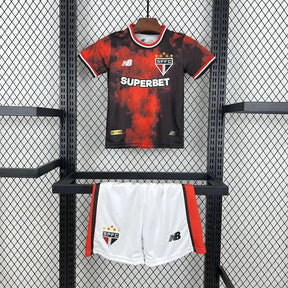 "Camisa São Paulo Third Away 24/25 - Torcedor Infantil Preta e Vermelha - Netmantos"
