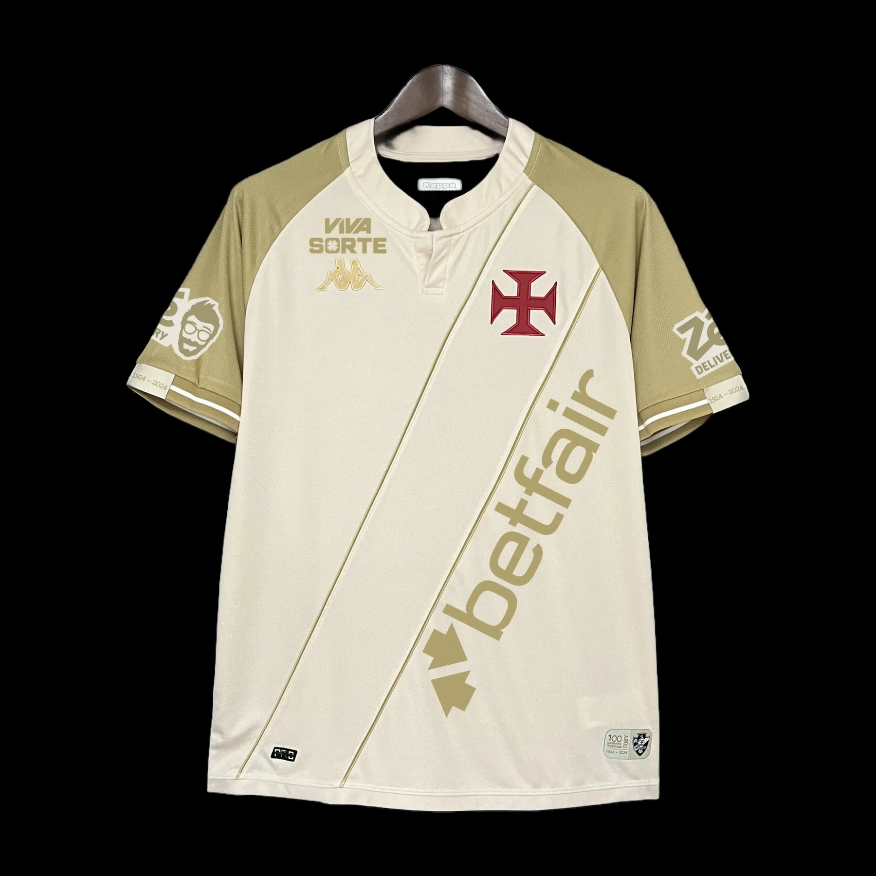 "Camisa Vasco Third Away 24/25 - Torcedor Masculina Branca e Dourada + Patrocínios - Netmantos"
