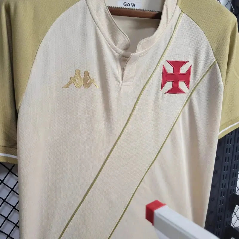 "Camisa Vasco Third Away 24/25 - Torcedor Masculina Branca e Dourada + Patrocínios - Netmantos"