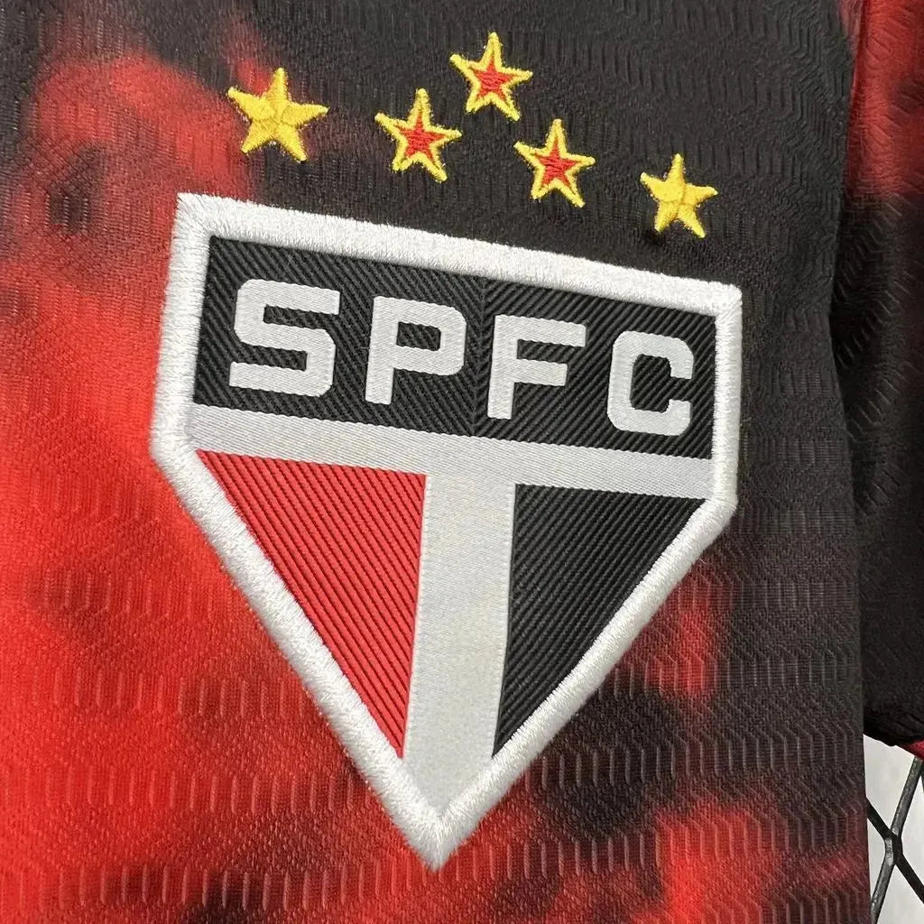 "Camisa São Paulo Third 24/25 - Torcedor Feminina Preta e Vermelha - Netmantos"