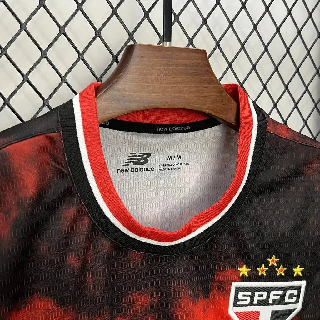 "Camisa São Paulo Third 24/25 - Torcedor Feminina Preta e Vermelha - Netmantos"