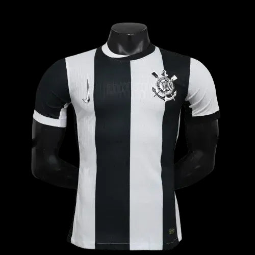 "Camisa Timão Third Away 24/25 - Jogador Masculina Preta e Branca Listrada - Netmantos"