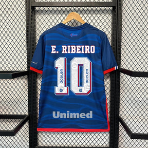 "Camisa Bahia Away 2 24/25 - Torcedor Masculina Azul + Patrocínios - Netmantos"