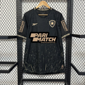 "Camisa Bota Fogo Away 24/25 - Torcedor Masculina Preta e Dourada + Patrocínios - Netmantos"