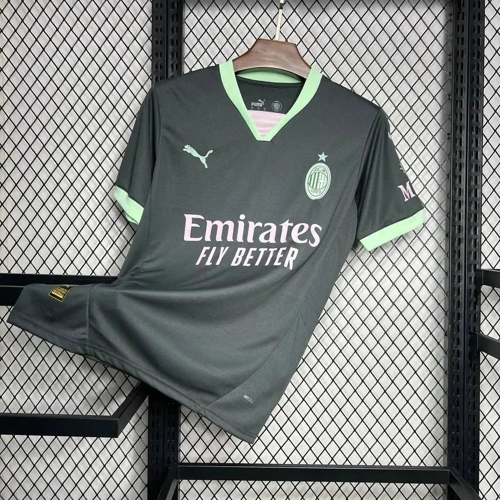 "Camisa AC Milan Away Third 24/25 - Torcedor Masculina Preta e Verde - Netmantos"