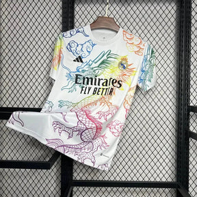 "Camisa Real Madrid Dragão Chinês 24/25 - Torcedor Masculina Branca Colorida - Netmantos"