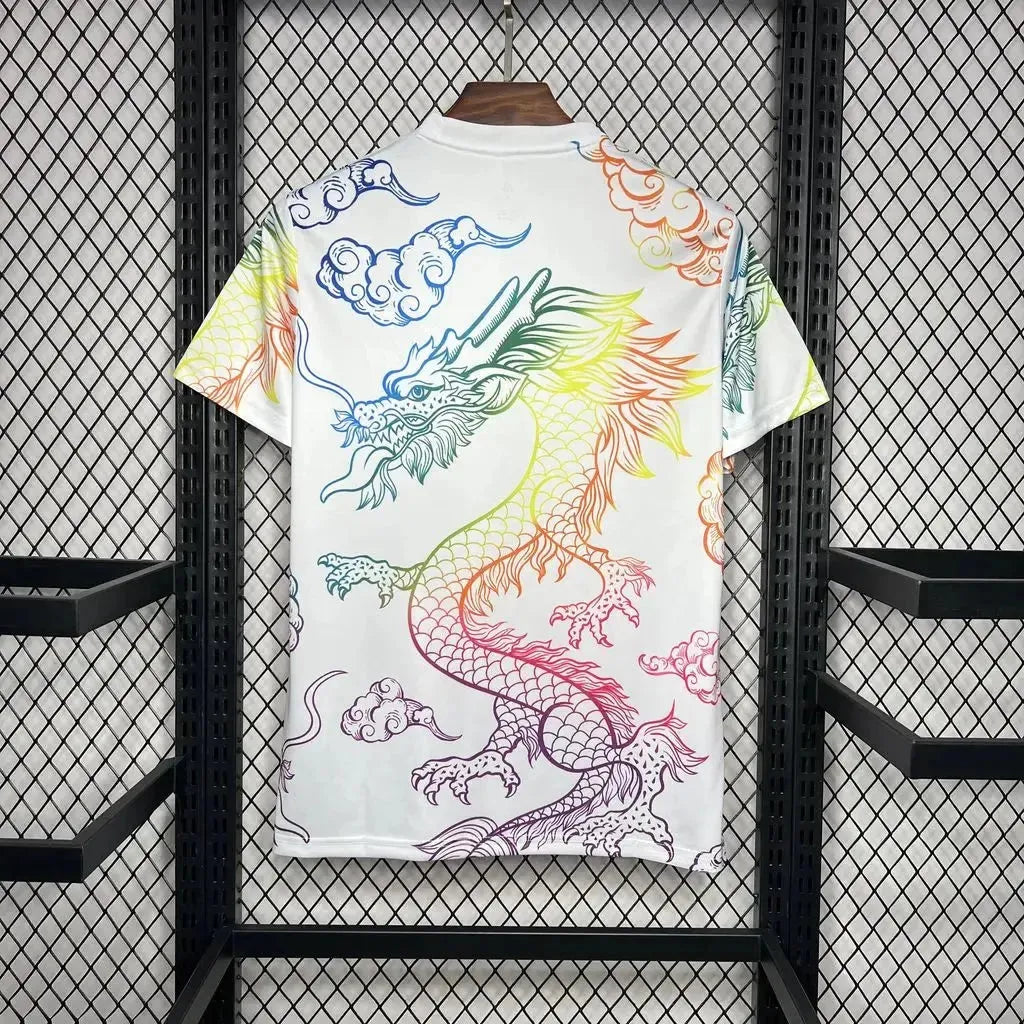 "Camisa Real Madrid Dragão Chinês 24/25 - Torcedor Masculina Branca Colorida - Netmantos"