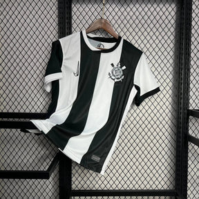"Camisa Timão Third Away 24/25 - Torcedor Masculina Preta e Branca Listrada - Netmantos"
