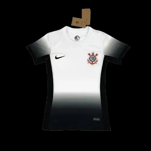 "Camisa Timão Home 24/25 - Torcedor Feminina Preta e Branca - Netmantos"