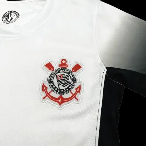 "Camisa Timão Home 24/25 - Torcedor Feminina Preta e Branca - Netmantos"