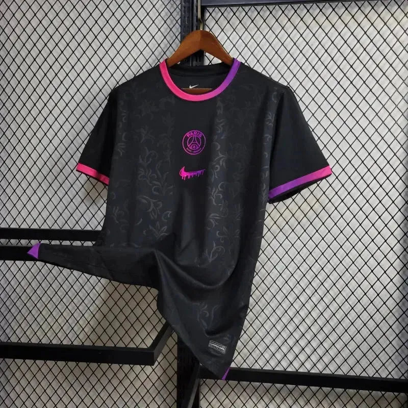 "Camisa PSG Edição Especial 24/25 - Torcedor Masculina Preta e Rosa - Netmantos"