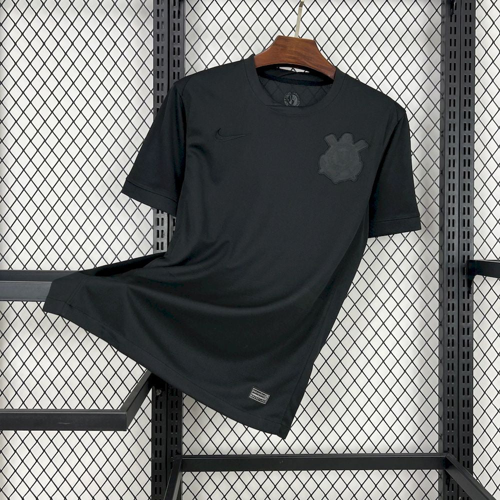 "Camisa Timão Away II 24/25 - Torcedor Masculina Preta + Patrocínios - Netmantos"