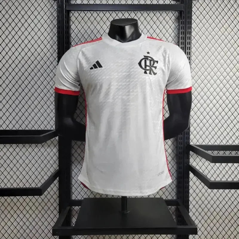 "Camisa Flamengo Away 24/25 - Jogador Masculina Branca + Todos Patrocínios - Netmantos"