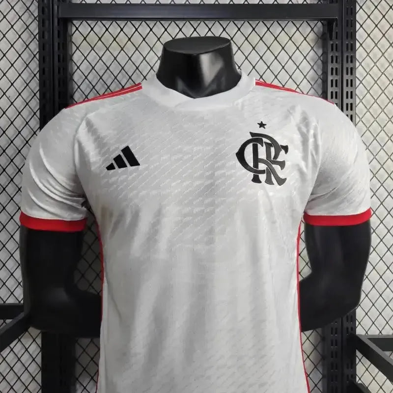 "Camisa Flamengo Away 24/25 - Jogador Masculina Branca + Todos Patrocínios - Netmantos"
