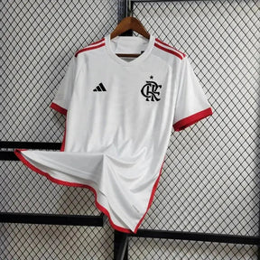 "Camisa Flamengo Away 24/25 - Torcedor Masculina Branca + Todos Patrocínios - Netmantos"