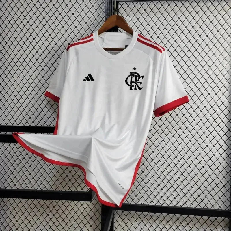 "Camisa Flamengo Away 24/25 - Torcedor Masculina Branca + Todos Patrocínios - Netmantos"