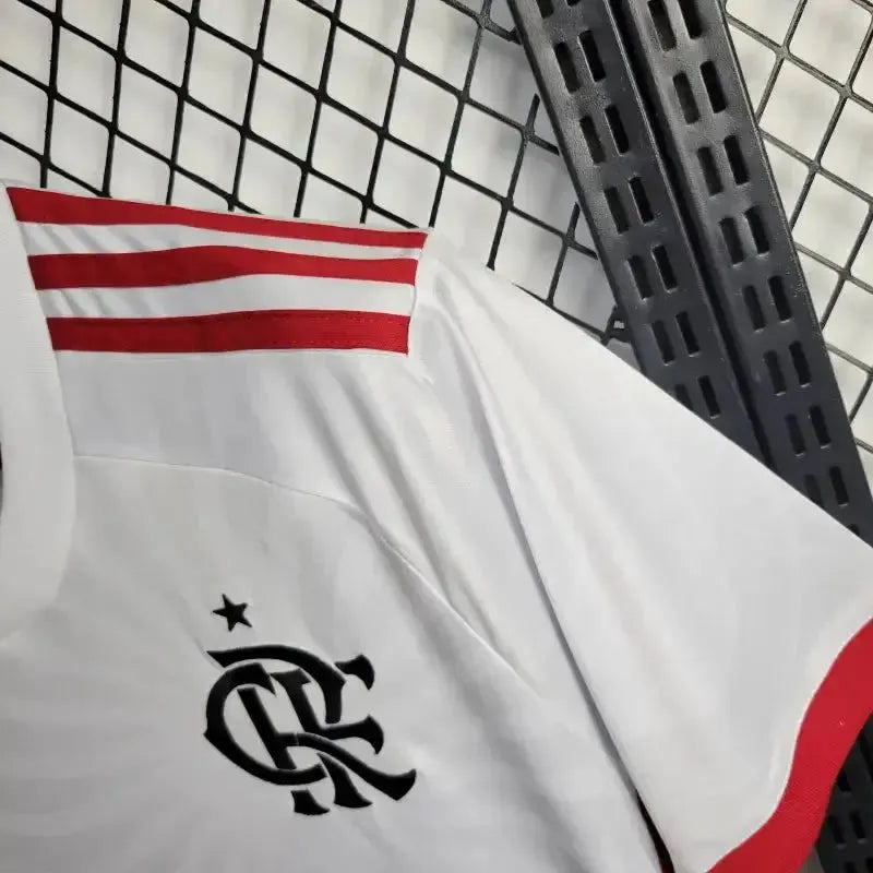 "Camisa Flamengo Away 24/25 - Torcedor Masculina Branca + Todos Patrocínios - Netmantos"