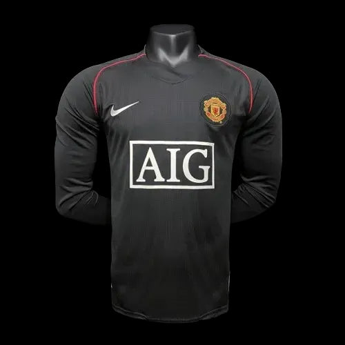"Camisa Manchester United Away Retrô 2007/08 - Torcedor Masculina Preta Manga Longa - Netmantos"