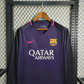 "Camisa Barcelona Guest Retrô 2016/17- Torcedor Masculina Roxa Manga Longa - Netmantos"