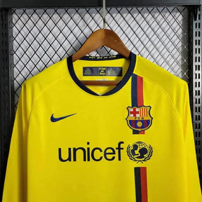 "Camisa Barcelona Away Retrô 2008/09 - Torcedor Masculina Amarela Manga Longa - Netmantos"