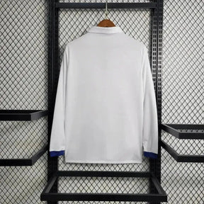 "Camisa Real Madrid Main Retrô 2016/17 - Torcedor Masculina Branca Manga Longa - Netmantos"