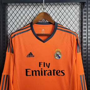 "Camisa Real Madrid Away 2 Retrô 2013/14 - Torcedor Masculina Laranja Manga Longa - Netmantos"