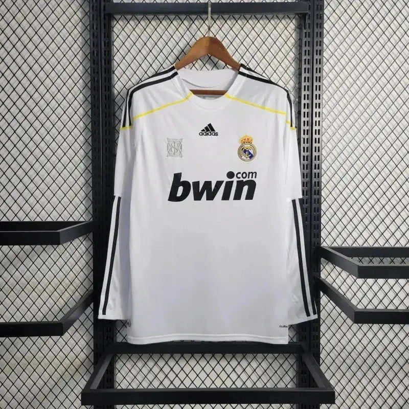 "Camisa Real Madrid Home Retrô 2009/10 - Torcedor Masculina Branca Manga Longa - Netmantos"