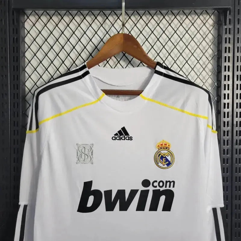 "Camisa Real Madrid Home Retrô 2009/10 - Torcedor Masculina Branca Manga Longa - Netmantos"