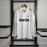 "Camisa Real Madrid Home Retrô 2011/12 - Torcedor Masculina Branca Manga Longa - Netmantos"