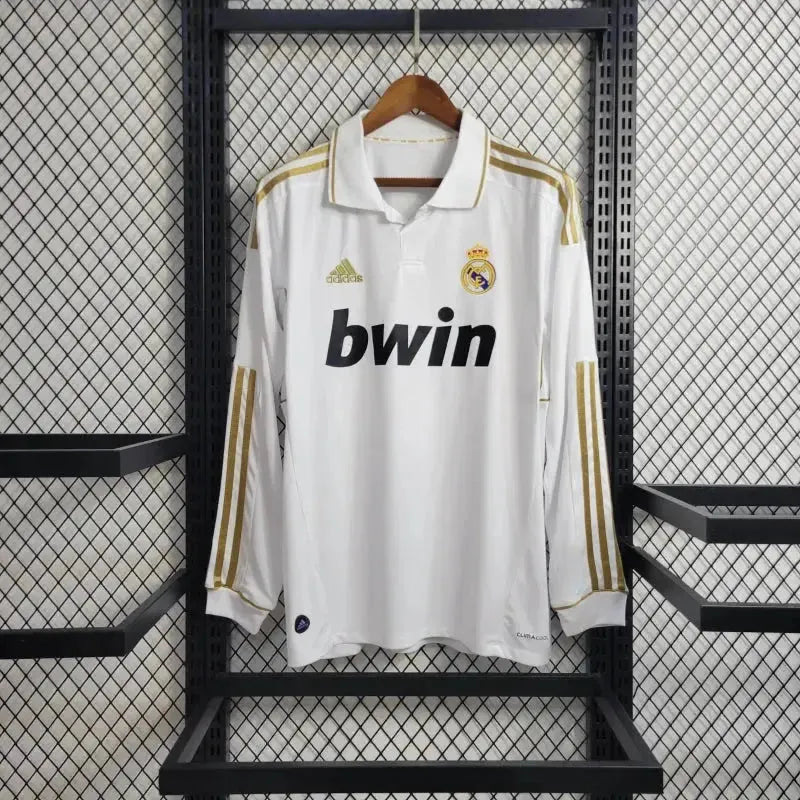 "Camisa Real Madrid Home Retrô 2011/12 - Torcedor Masculina Branca Manga Longa - Netmantos"
