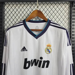 "Camisa Real Madrid Home Retrô 2012/13 - Torcedor Masculina Branca Manga Longa - Netmantos"