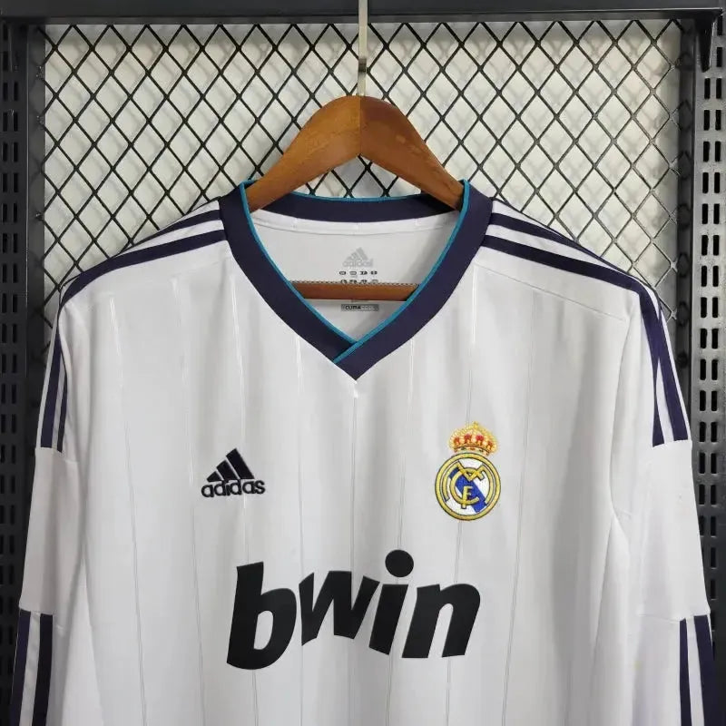 "Camisa Real Madrid Home Retrô 2012/13 - Torcedor Masculina Branca Manga Longa - Netmantos"