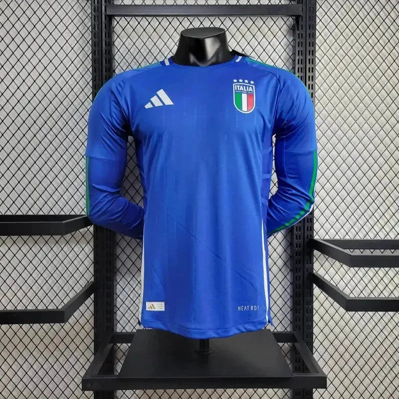 "Camisa Itália Home 24/25 - Jogador Masculina Manga Longa Azul - Netmantos"